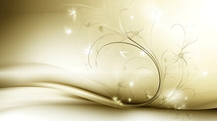 Elegant Gold Floral Design With Swirling Waves