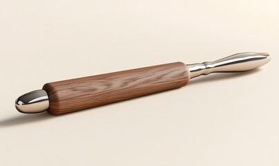 Fototapeta premium Elegant wooden and metal rolling pin.