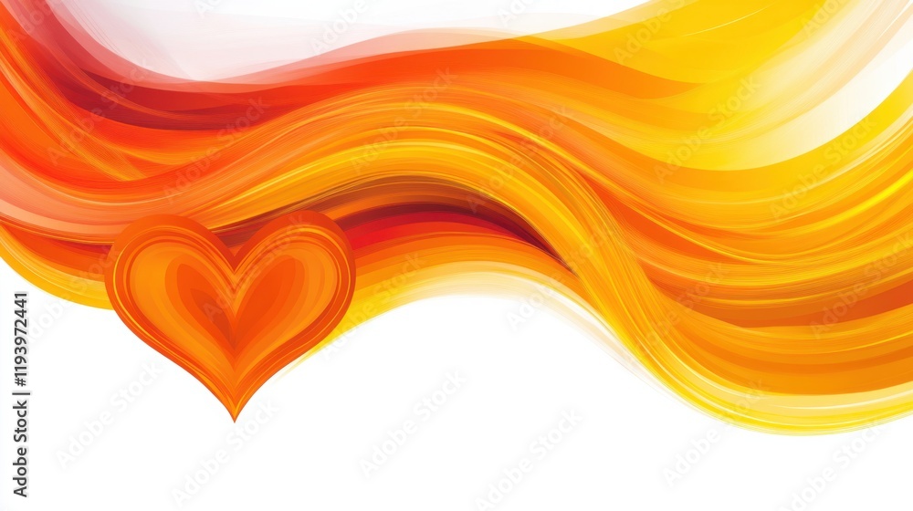 Poster abstract vibrant colorful background with flowing waves and a heart shape for romantic and creative 