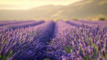 Obraz premium Dreamy lavender field softly blurred for calm and beauty