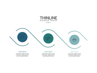 Informative circular process graphics with 3 steps sequence design for web pages.