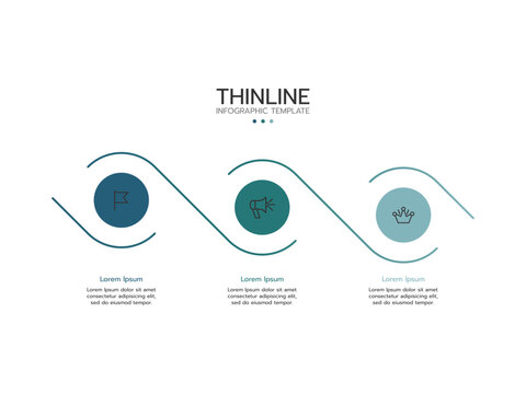 Informative circular process graphics with 3 steps sequence design for web pages.