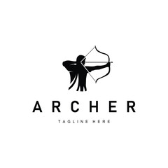 simple archer sports design simple archery logo with black arrow silhouette minimalist illustration product brand template