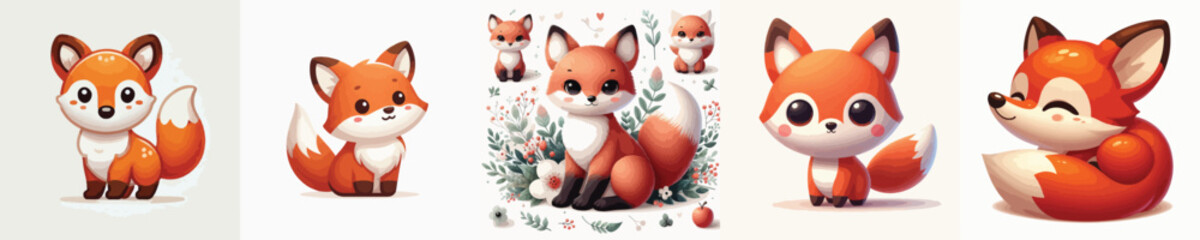 collection of cute and adorable fox vectors