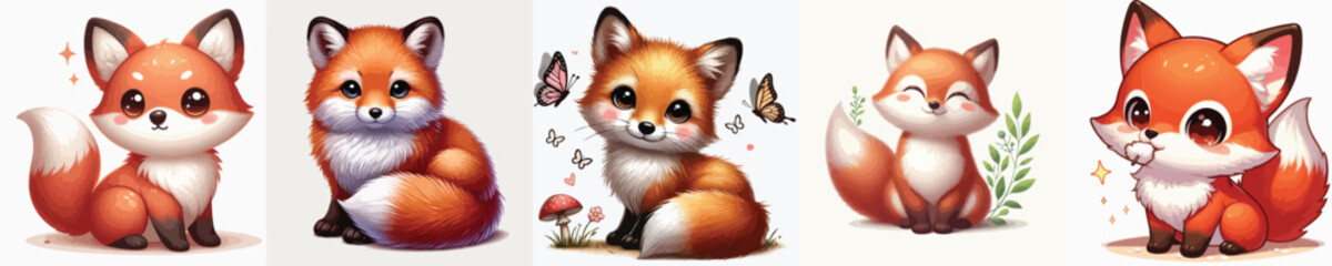 Obraz premium collection of cute and adorable fox vectors