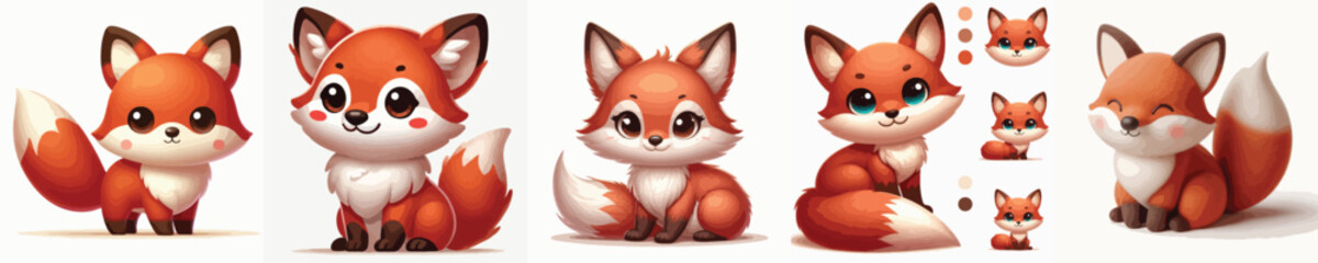 collection of cute and adorable fox vectors