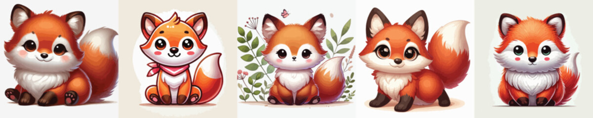 collection of cute and adorable fox vectors