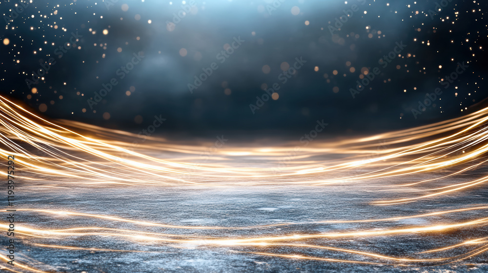 Poster vibrant abstract background with glowing lines and sparkling particles