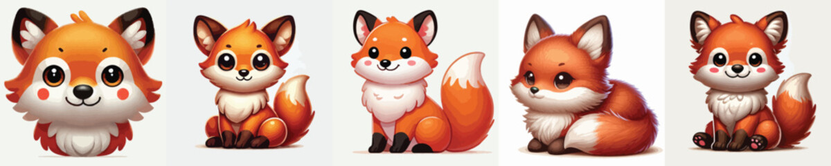 collection of cute and adorable fox vectors