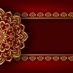 Red background with gold mandala ornaments