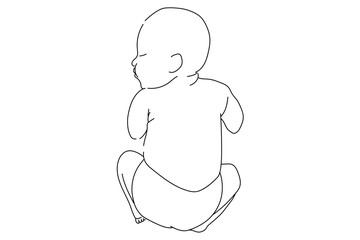ベイビー　イラスト　線画　シンプル　韓国　赤ちゃん