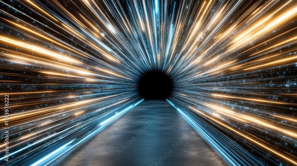 Poster vibrant lines of light radiate through cosmic tunnel, creating depth