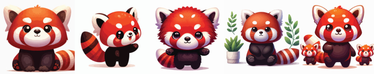 collection of cute and adorable red panda vectors