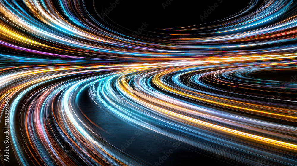 Poster dynamic lines in vibrant abstract cosmic setting create mesmerizing effect
