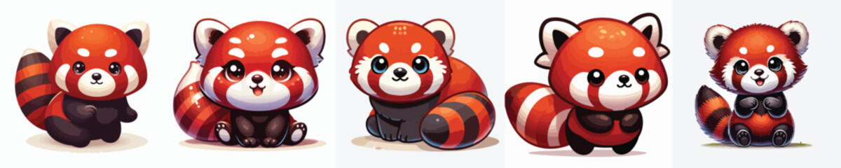 collection of cute and adorable red panda vectors