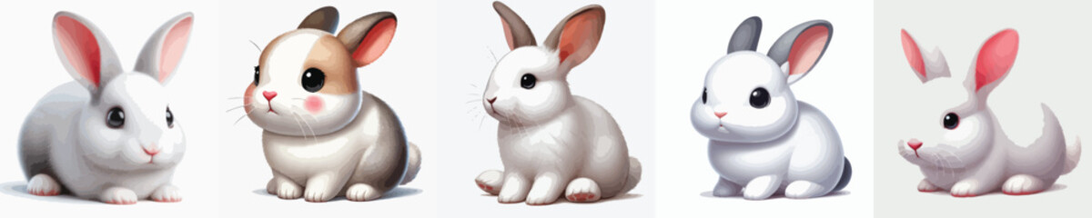 collection of cute and adorable rabbit vectors