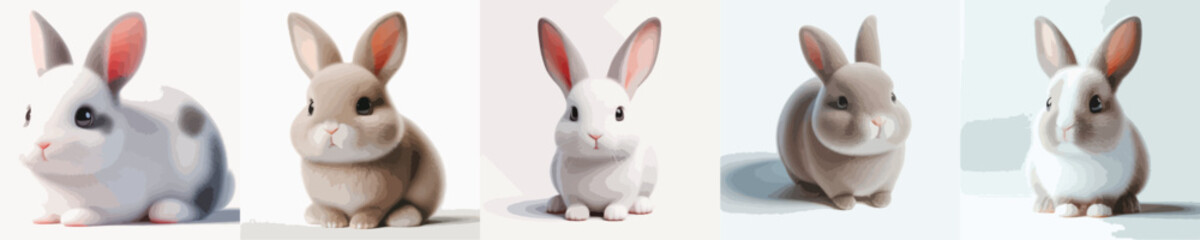 collection of cute and adorable rabbit vectors