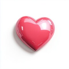 3D heart-shaped object on a white background, glossy pink color, front view, high resolution, high quality, high detail, sharp focus, isolated, no shadows, clean background - Generative AI