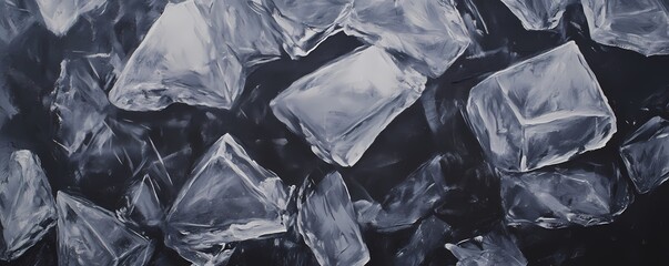 Charcoal Gray Background Wallpaper with Ice Sculptures, Banner Header