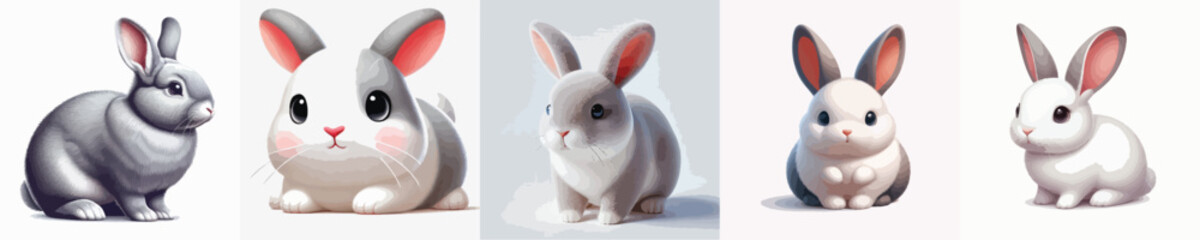 collection of cute and adorable rabbit vectors
