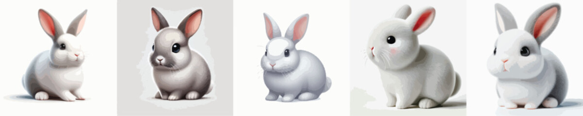 collection of cute and adorable rabbit vectors