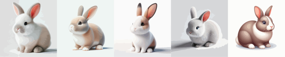 collection of cute and adorable rabbit vectors