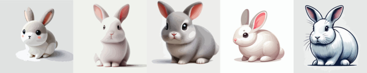 collection of cute and adorable rabbit vectors