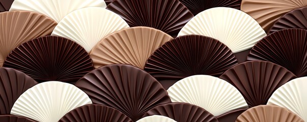 Dark Chocolate Background Wallpaper with Paper Fans, Banner Header
