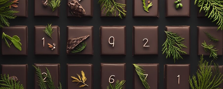 Dark Chocolate Background Wallpaper with Themed Table Numbers, Banner Header