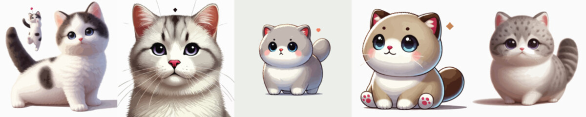 Fototapeta premium collection of cute and adorable cat vectors