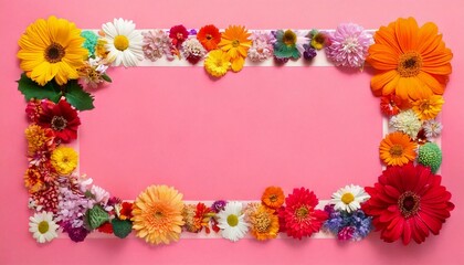 frame of colorful flowers