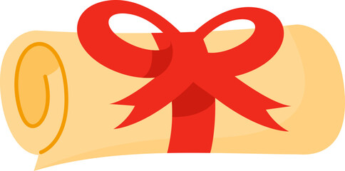 Illustration of Scholarship Gift Scroll with Red Ribbon