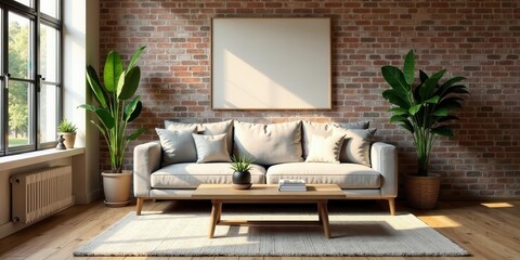 Relaxing Living Room Interior Design with a Neutral Color Palette and Natural Elements