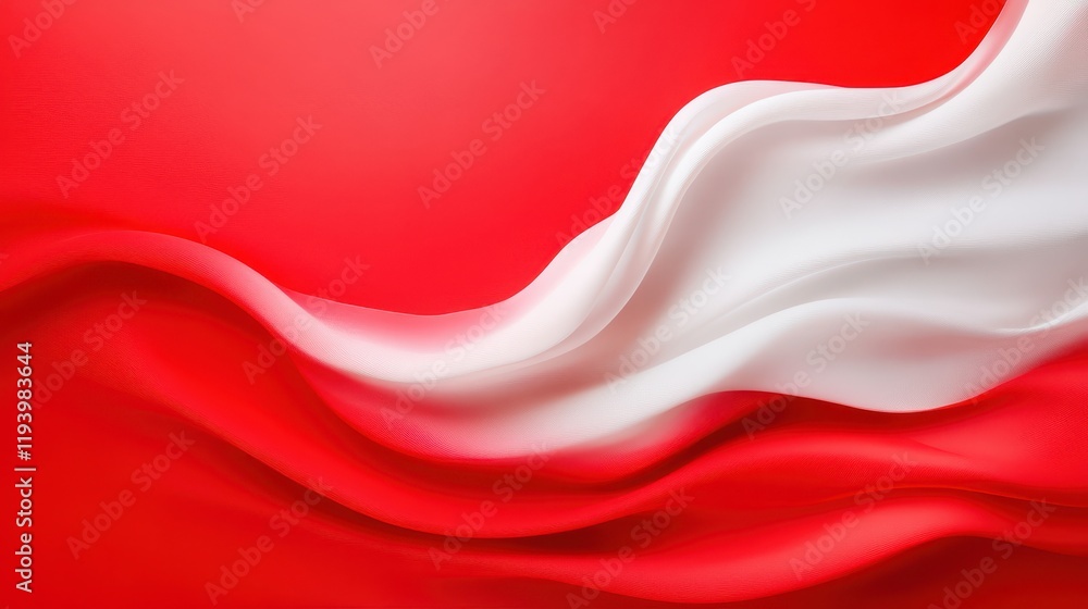 Poster dynamic flowing red and white wave pattern, an abstract background design for modern visuals