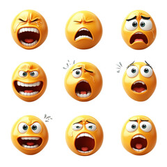 Emojis expressing various emotions such as happiness, sadness, anger, and surprise, showcasing range of facial expressions. These vibrant symbols convey feelings effectively