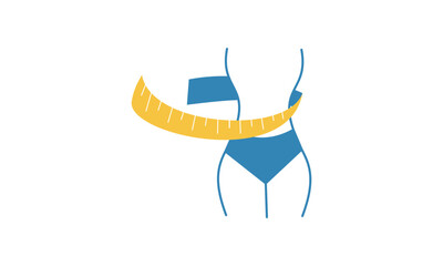 Losing weight icon in bold line - diet, fitness or liposuction logo