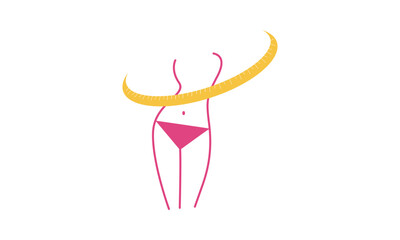 Losing weight icon in bold line - diet, fitness or liposuction logo