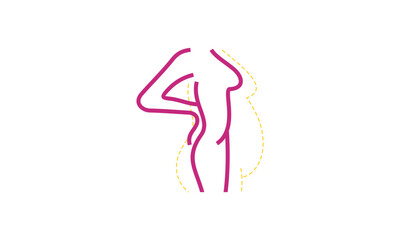 Losing weight icon in bold line - diet, fitness or liposuction logo