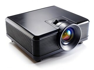 Black Multimedia Projector Isolated White Background - High Resolution Image