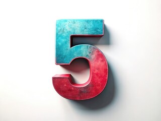 Five: A Documentary Study in White - Minimalist Number Photography, White Background Images, Number Five Stock Photo