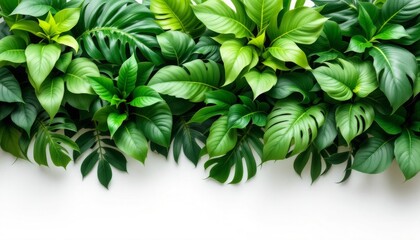 Obraz premium Vibrant Tropical Leaves Arrangement on White Background