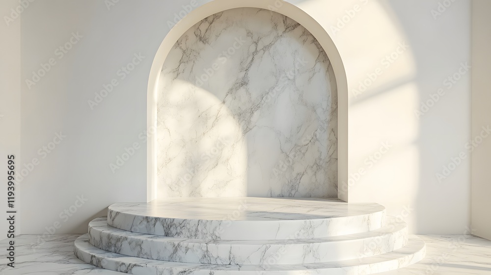 Poster marble steps archway minimalist display setting