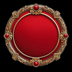 Elegant Rounded Red Panel with Golden Frame, Decorative Design for Luxury Presentation