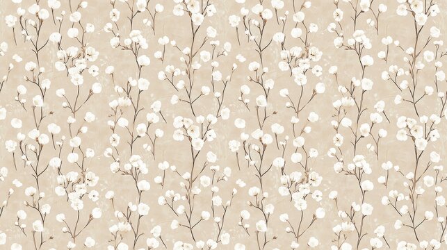 Charming and Simple Wildflower Pattern Featuring Dainty Blossoms on a Soft Background for Elegant Designs