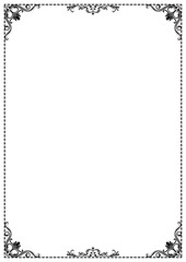 Black pattern frame, abstract vintage border on white background