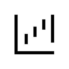 Waterfall chart icon in black, outline style and white background