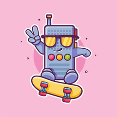 cool walkie talkie character mascot playing skateboard isolated cartoon