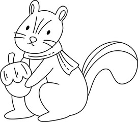 cute autumn animal outline coloring