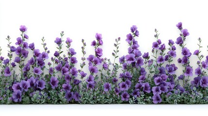 Naklejka premium Purple flowers border isolated on white background.