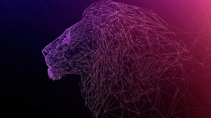 Dynamic lion illustration digital art abstract design dark background creative concept